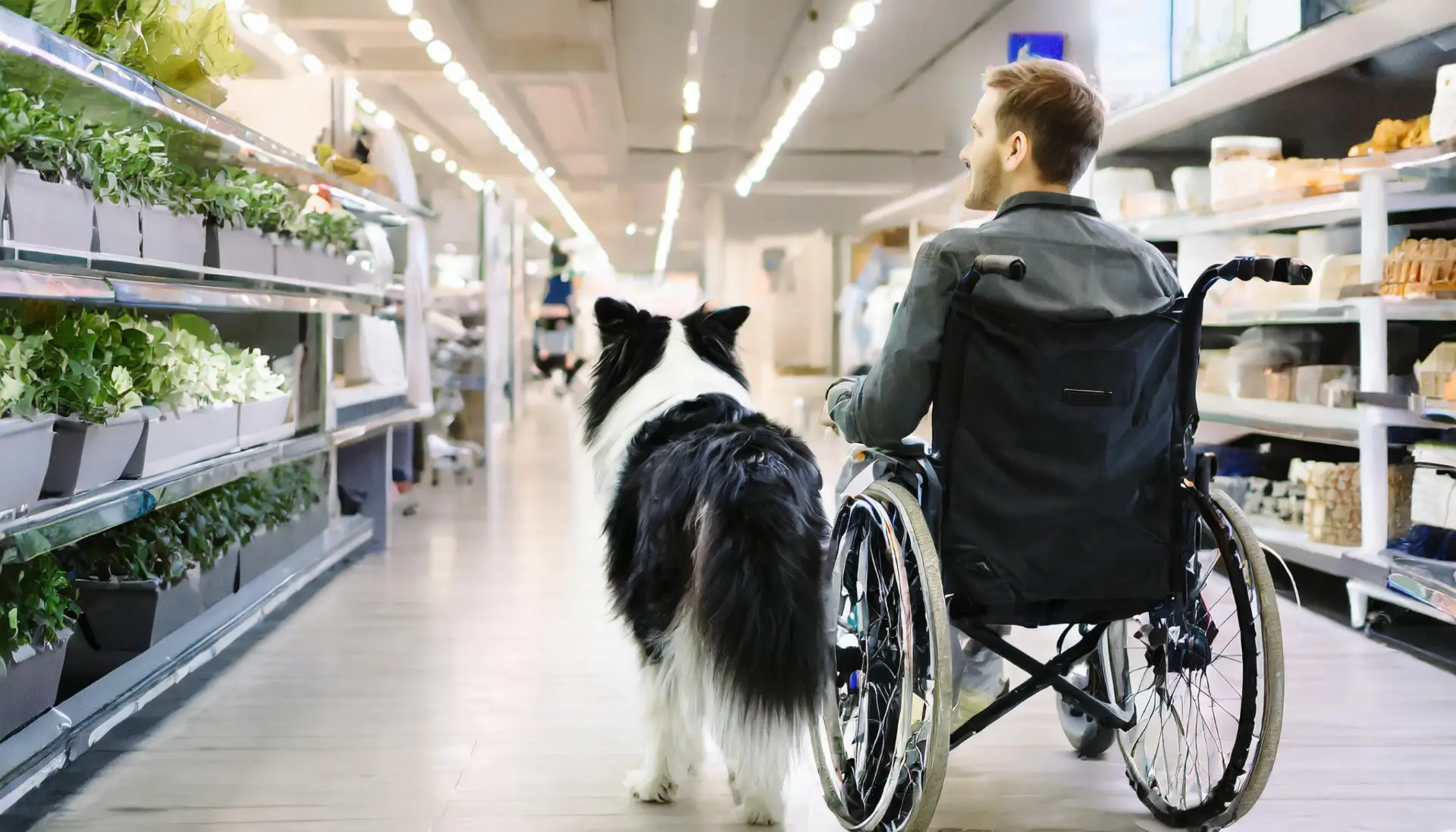 Mobilitätsassistenzhund am Rollstuhl